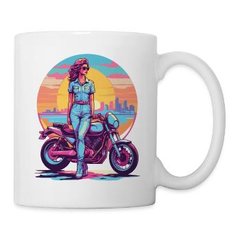 Rétro Synthwave Liberté Moto Motard - Mug blanc - blanc - Droite