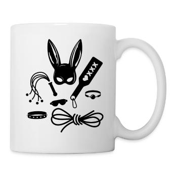 Kinky Latex Bondage Whip Mask BDSM Fun Party - Mug - white - Right