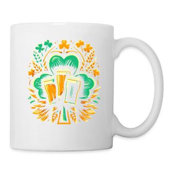 Kleeblatt Irischer St. Patricks Day Bier trinken Heiliger - Tasse - Weiß - Rechts