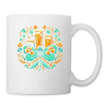 Kleeblatt Irischer St. Patricks Day Bier trinken Heiliger - Tasse - Weiß - Rechts