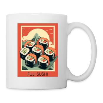 Parodie japanisch Werbeposter: Mount Fuji Sushi - Tasse - Weiß - Rechts