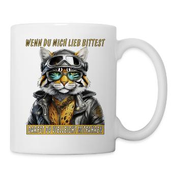 BLOUSON EN CUIR DE CHAT MOTO AVEC CONDUITE - Mug blanc - blanc - Droite