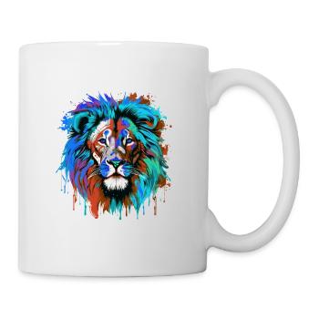 Lion Head Portrait Colorful - Mug - white - Right