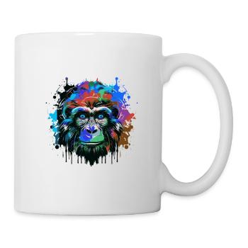 Monkey Head Portrait Colorful - Mug - white - Right