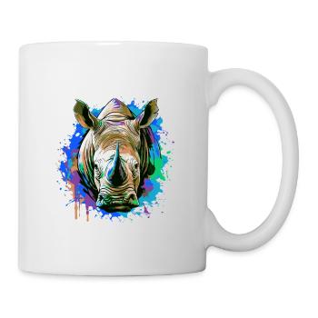 Rhinoceros Head Portrait Colorful - Mug - white - Right