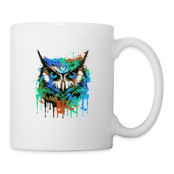 Owl Head Portrait Colorful - Mug - white - Right