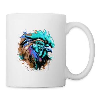 Rooster Head Portrait Colorful - Mug - white - Right