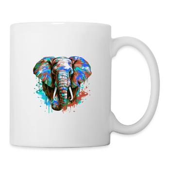 Elephant Head Portrait Colorful - Mug - white - Right