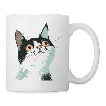 Katze Haustier Kätzchen Mietze Schnurren Hauskatze - Tasse - Weiß - Rechts
