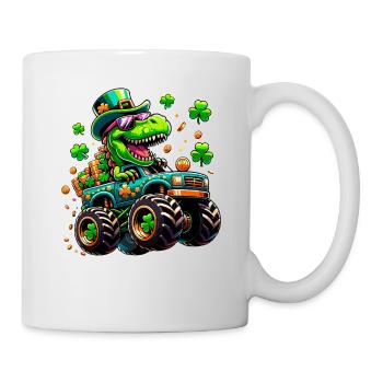 St Patricks jour dinosaure Leprechaun Monster Truck - Mug blanc - blanc - Droite