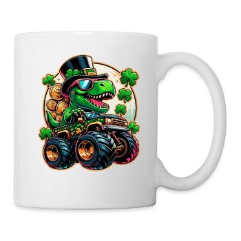 St Patricks jour dinosaure Leprechaun Monster Truck - Mug blanc - blanc - Droite