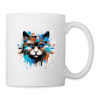 Cat Head Portrait Colorful - Mug - white - Right