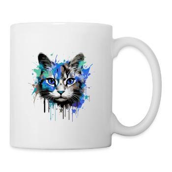 Katze Symbol Kopf Porträt Bunt - Tasse - Weiß - Rechts