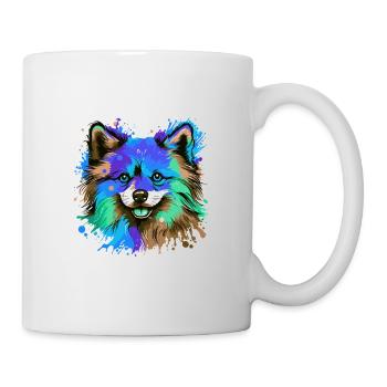 Pomeranian Dog Head Portrait Colorful - Mug - white - Right