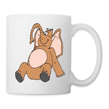 Ein lachender Elefant mit rosa Bauch. - Tasse - Weiß - Rechts