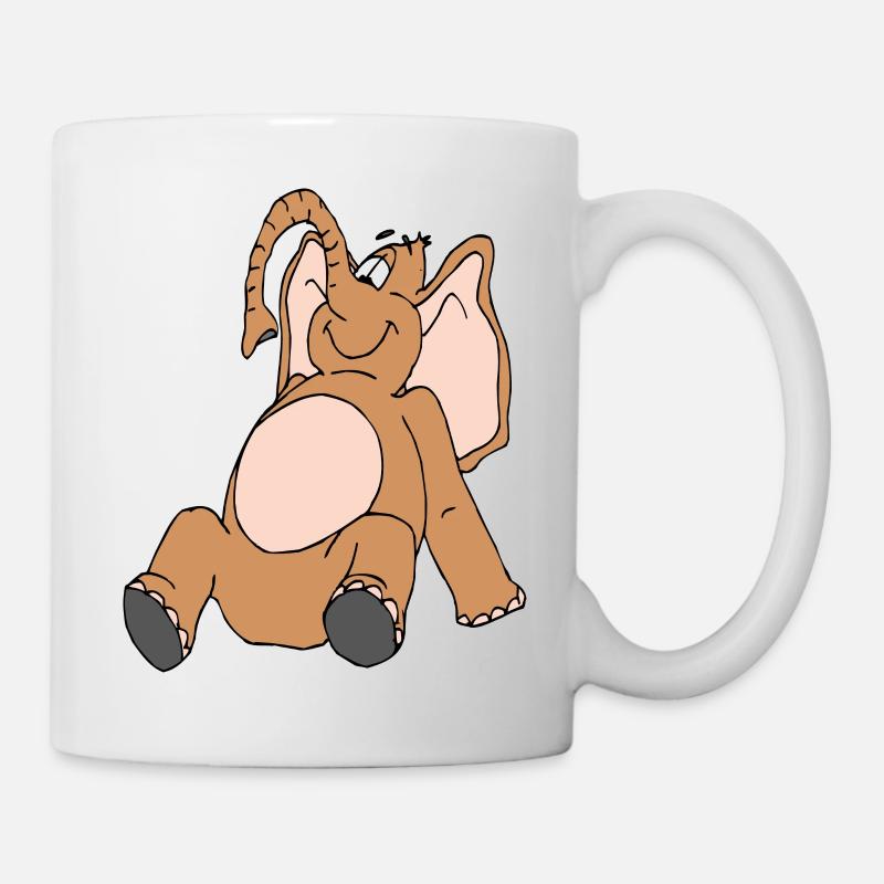 A laughing elephant with a pink belly. - Mug - white