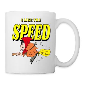 Eine Hexe reitet auf einem Besen - Tasse - Weiß - Rechts