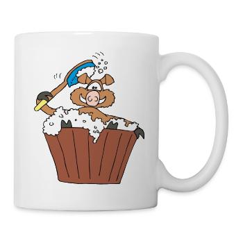 Old boar takes a bath - Mug - white - Right