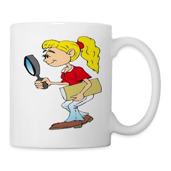Girl with magnifying glass in hand - Mug - white - Right