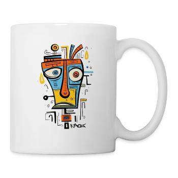 Moderne Kunst, antike Natur, Stammes Maske - Tasse - Weiß - Rechts