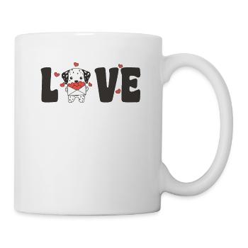 Dalmatiner zum Valentinstag süße Tiere mit Herzen - Tasse - Weiß - Rechts