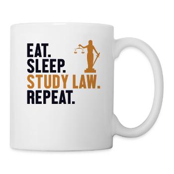 Manger, dormir, étudier, droit, répéter, faculté de droit, université - Mug blanc - blanc - Droite