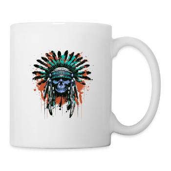 Apache Totenkopf Indianer Bunt - Tasse - Weiß - Rechts