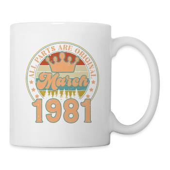 Mars 1981. Cadeau d’anniversaire mars 1981. March. - Mug blanc - blanc - Droite