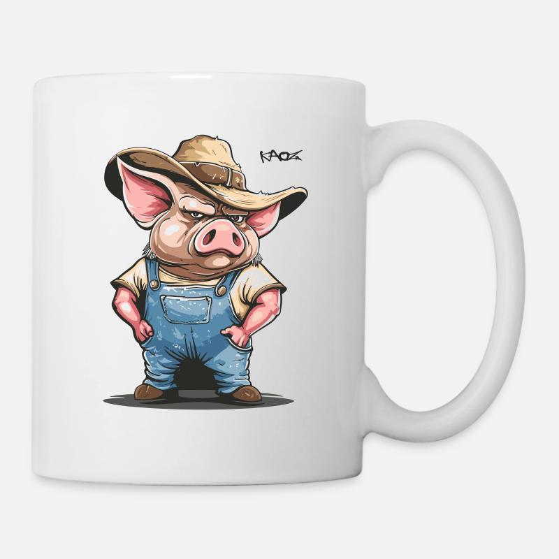 Hinterwäldler Dorf Redneck Schweinezüchter Schwein - Tasse - Weiß