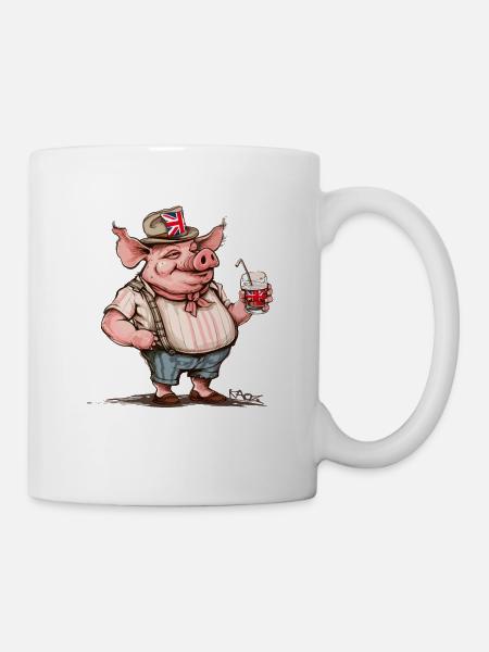Großbritannien Urlaub, UK Barry63 Schwein - Tasse - Weiß
