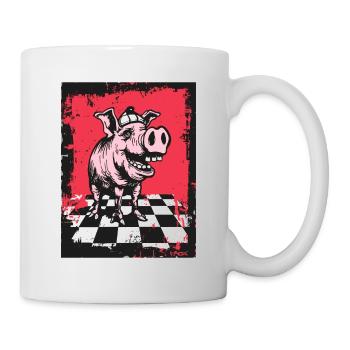 Schau dir dieses karierte Schachbrett Schwein an - Tasse - Weiß - Rechts