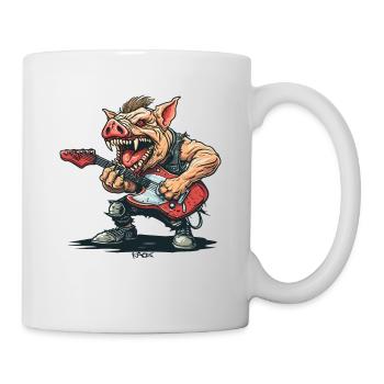 Heavy Rock Music Guitars Pig - Mug - white - Right