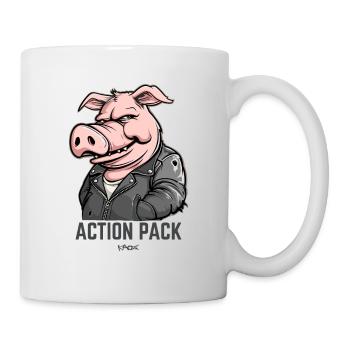 Cochon de héros plein d’action cool et dur - Mug blanc - blanc - Droite