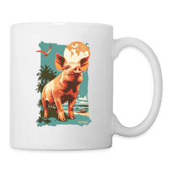 Voyage de vacances Art Déco Cochon de plage de Palen - Mug blanc - blanc - Droite