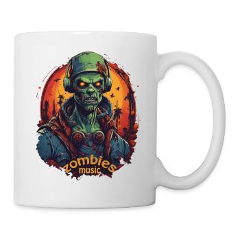 ZOMBIE DJ LISTINING TO MUSIC, HALLOWEEN HORROR - Mug - white - Right