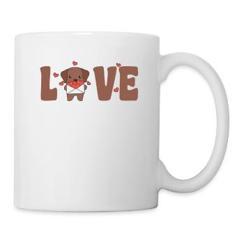 Labrador zum Valentinstag süße Tiere mit Herzen - Tasse - Weiß - Rechts