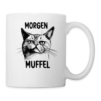 Eine lustige Müde Katze ein morgen Muffel Katzen - Tasse - Weiß - Rechts