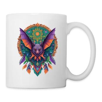 Flughund Mandala Traumfänger Design - Tasse - Weiß - Rechts