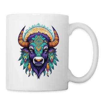Bison Bull Dream Catcher Mandala Design - Mug - white - Right