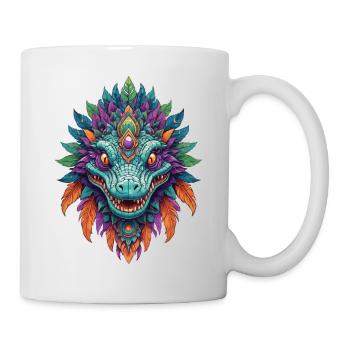 Alligator Traumfänger Mandala Design - Tasse - Weiß - Rechts