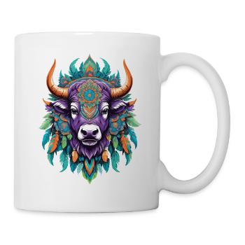 Cow Spiritual Mandala Dream Catcher Design - Mug - white - Right