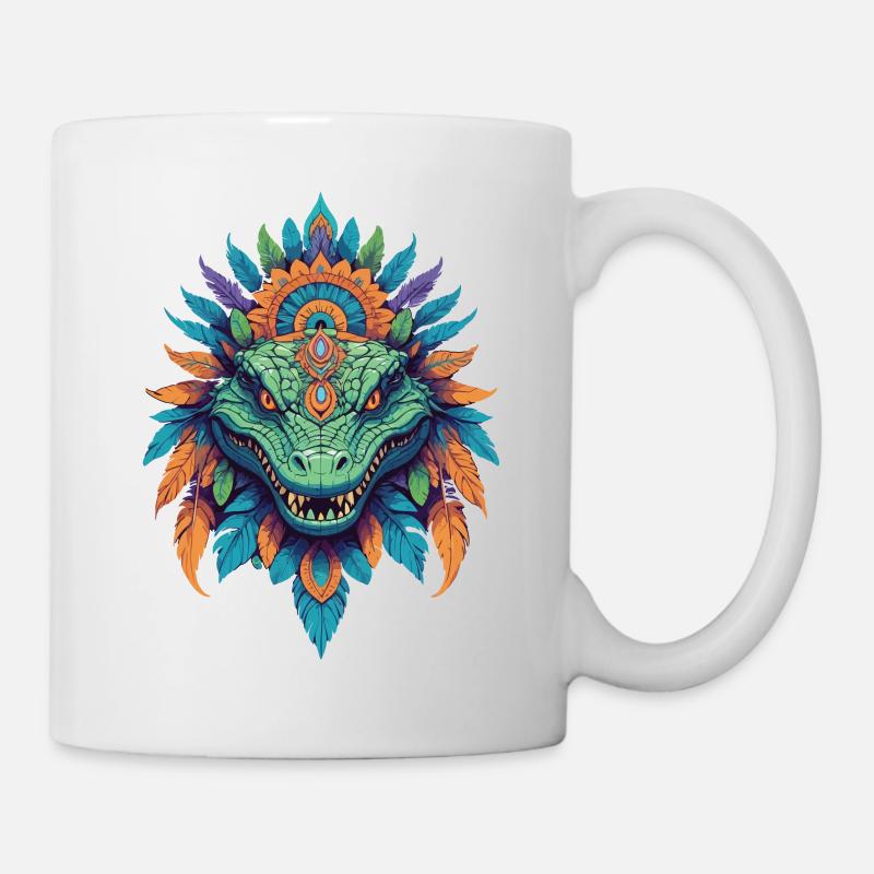 Crocodile Totem Animal Mandala Design - Mug blanc - blanc