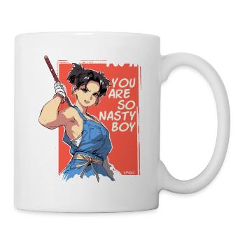 Du bist frech! Anime-Mädchen mit Stock - Tasse - Weiß - Rechts