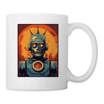 Art Deco Cartoon Retro Roboter Invasion - Tasse - Weiß - Rechts