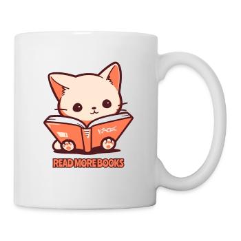 Lies mehr Bücher: Niedliche Katzen Haustiere lesen - Tasse - Weiß - Rechts