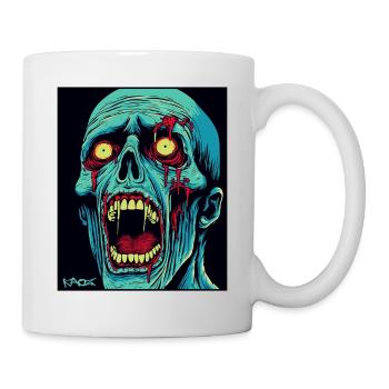 A screaming green skull zombie - Mug - white - Right