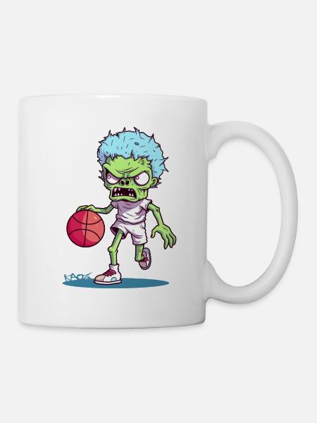 Joueur de basket-ball zombie aux couleurs de bonbons drôles - Mug blanc - blanc