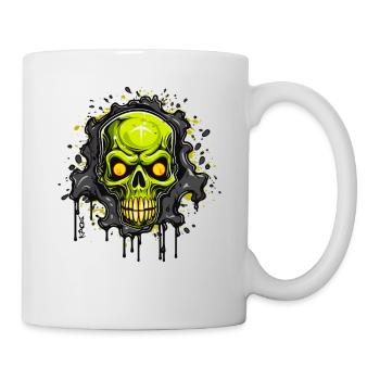 Encres vertes riantes dégoulinant de crâne - Mug blanc - blanc - Droite