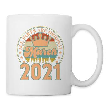 März 2021. Geburtstagsgeschenk März 2021. März. - Tasse - Weiß - Rechts