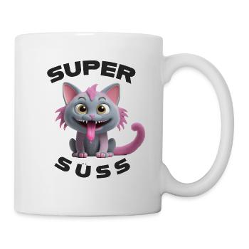 Super cute cat monster with long tongue - Mug - white - Right
